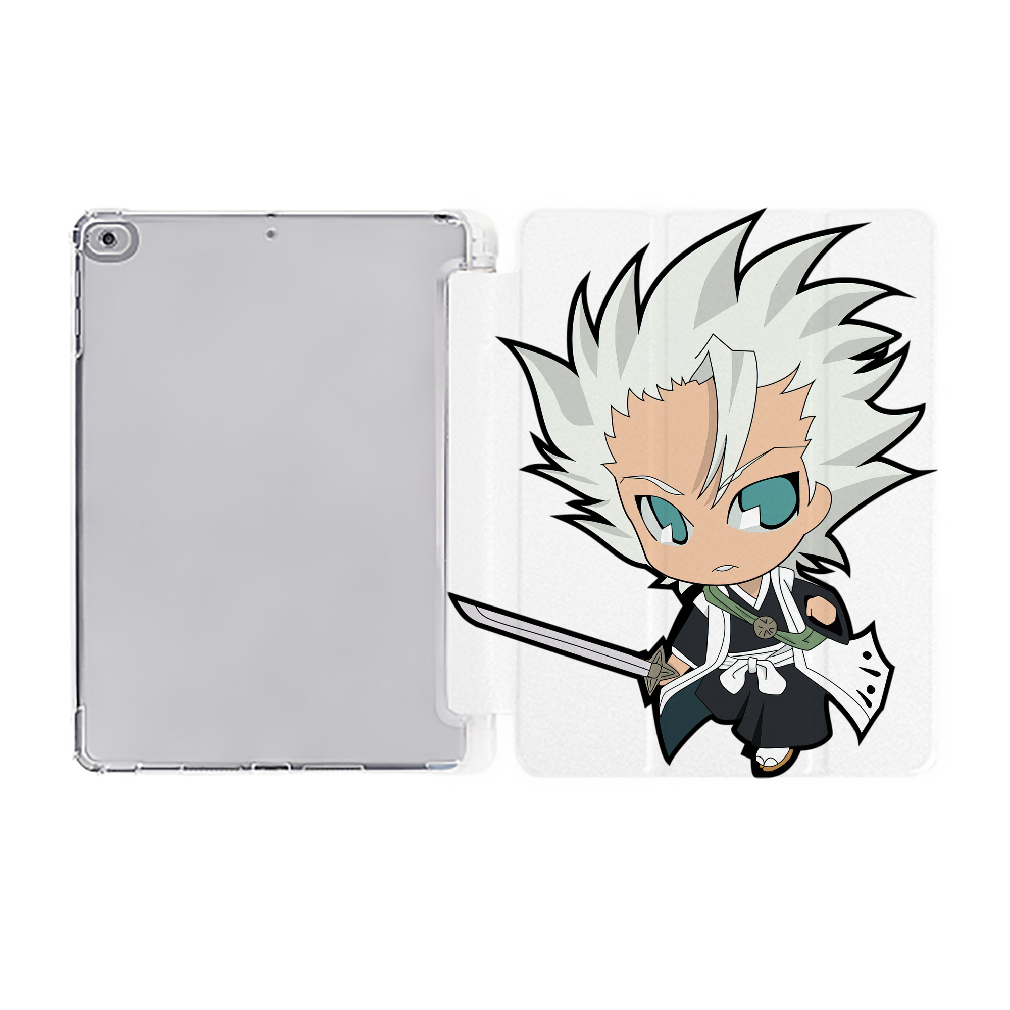 （画像用） ブリーチ 日番谷冬獅郎（ひつがや とうしろう） BLEACH Hitsugaya Toushirou IPad ケース ペン収納付き 三つ折りスタンド PUレザー×シリコン 対応機種9.5/10.5/10.9インチ